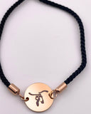 Bracciali danza con incisione – Gioielli minimal in cordino nero e acciaio oro per ballerine