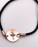 Bracciali danza con incisione – Gioielli minimal in cordino nero e acciaio oro per ballerine