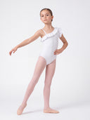 BODY DA DANZA CLASSICA BIANCO BAMBINA MONOSPALLA CON VOLANT
