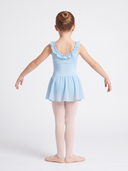Body Danza Classica Celeste Bambina con Volant, Fiocchetto e Gonnellino