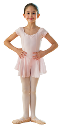 Body Danza Classica Bambina con Gonnellino Integrato e Maniche Corte