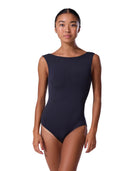 Body Danza Classica Nero Donna con Scollo a Barca e Schiena Scoperta - Modello EL105W