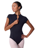 Body Danza Donna Capezio EL107W | Maniche Corte e Zip Frontale