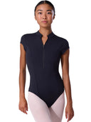 Body Danza Donna Capezio EL107W | Maniche Corte e Zip Frontale