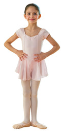 Body Danza Classica Bambina con Gonnellino Integrato e Maniche Corte