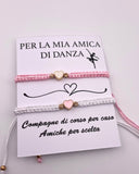 Set bracciali amicizia “Per la mia amica di danza” – Idea regalo per ballerine e compagne di corso
