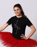 T-Shirt  con Ballerina Stilizzata e Tulle