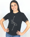 T-Shirt  con Ballerina Stilizzata e Tulle