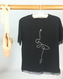 T-Shirt  con Ballerina Stilizzata e Tulle