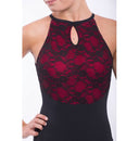 BODY CON INSERTO PIZZO E SCOLLO A GOCCIA