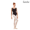 Body da Danza Classica Sansha "Aya" Smanicato con Zip Frontale e Schiena in Pizzo – Nero
