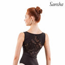 Body da Danza Classica Sansha "Aya" Smanicato con Zip Frontale e Schiena in Pizzo – Nero