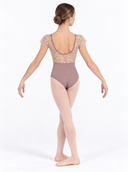 Body Danza Classica Donna Malva con Pizzo Floreale e Maniche Corte | Abbigliamento Danza