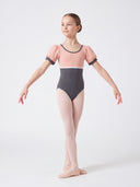 BODY DA DANZA CLASSICA BAMBINA BICOLORE CON MANICHE A PALLONCINO