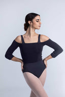 Top corto in cotone per riscaldamento danza e balletto Intermezzo con maniche